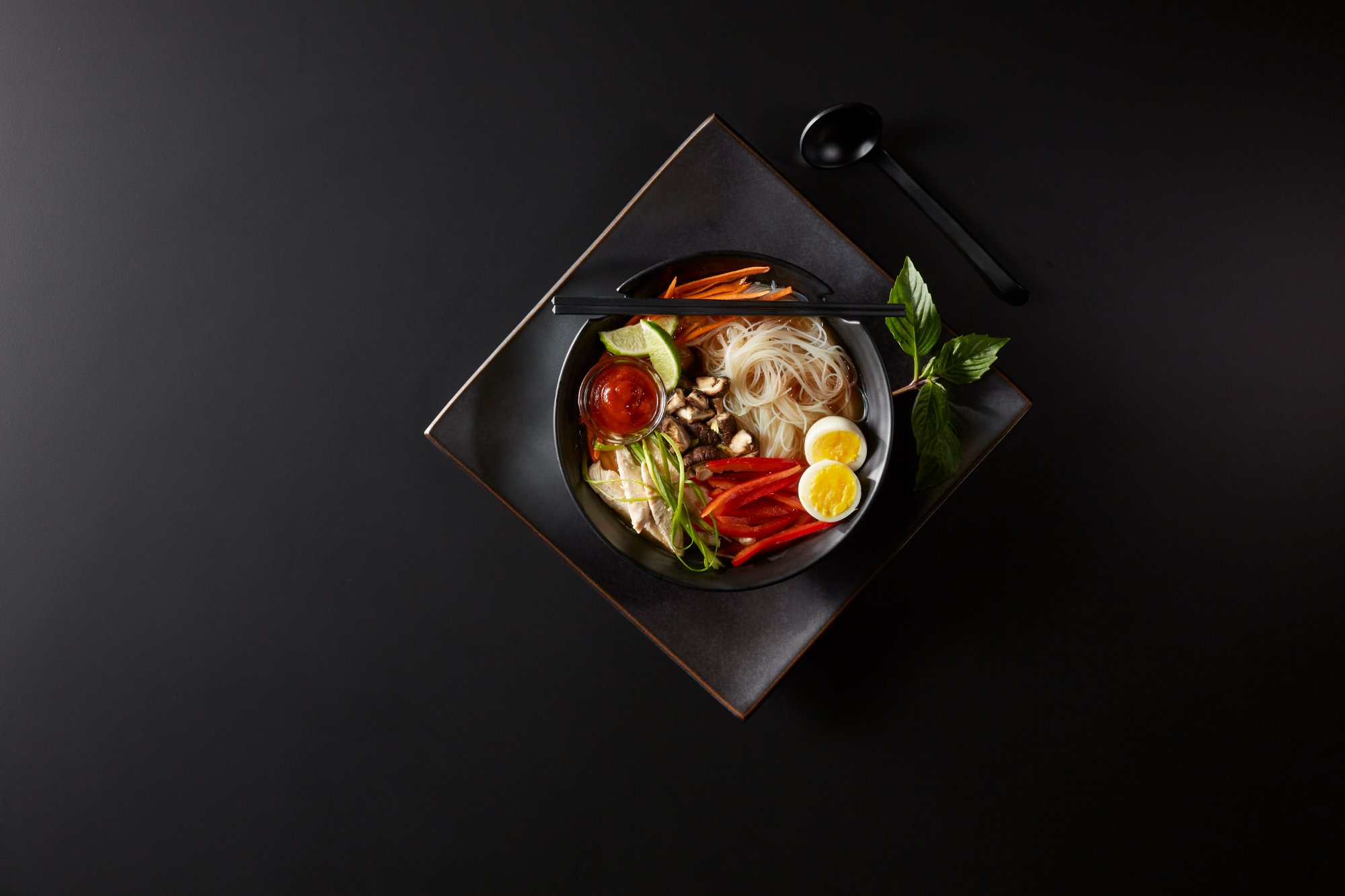 Overhead ramen commercial food photography, Reveal Photo Richmond VA